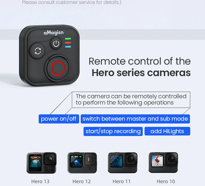AMagisn Bluetooth-Auslöser für Action-Kameras, 50m Reichweite & 96 Stunden Akkulaufzeit, Fernbedienung für GoPro Insta360 Zubehör – Detail 12