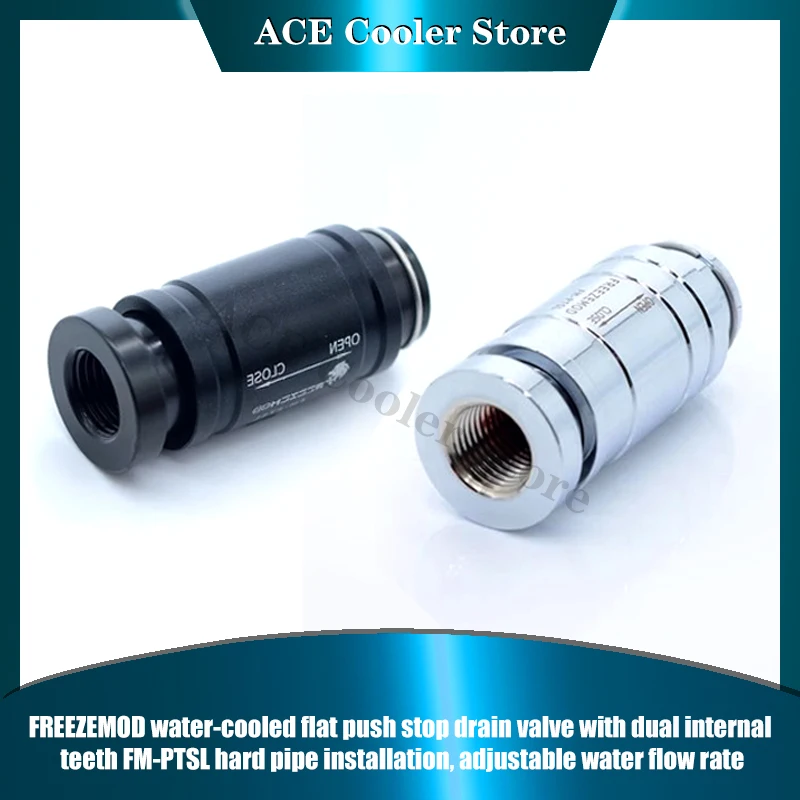 

FREEZEMOD Water Cooling Stop Valve Flat-Push,G1/4'' M-M Thread Hard Tube Building Adjustable Res Water Flow, FM-PTWY