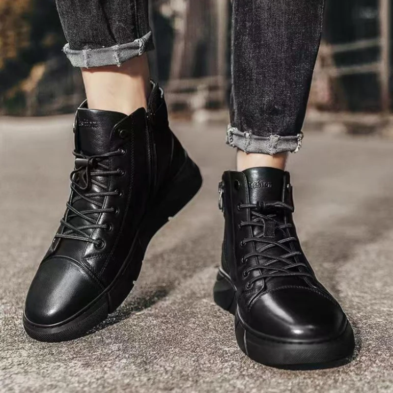 Men\'s Boots Lace Up Platform Male Shoes High Quality Offers Vintage Casual Hot Selling Designer Sale In Promotion New Offer Y2k