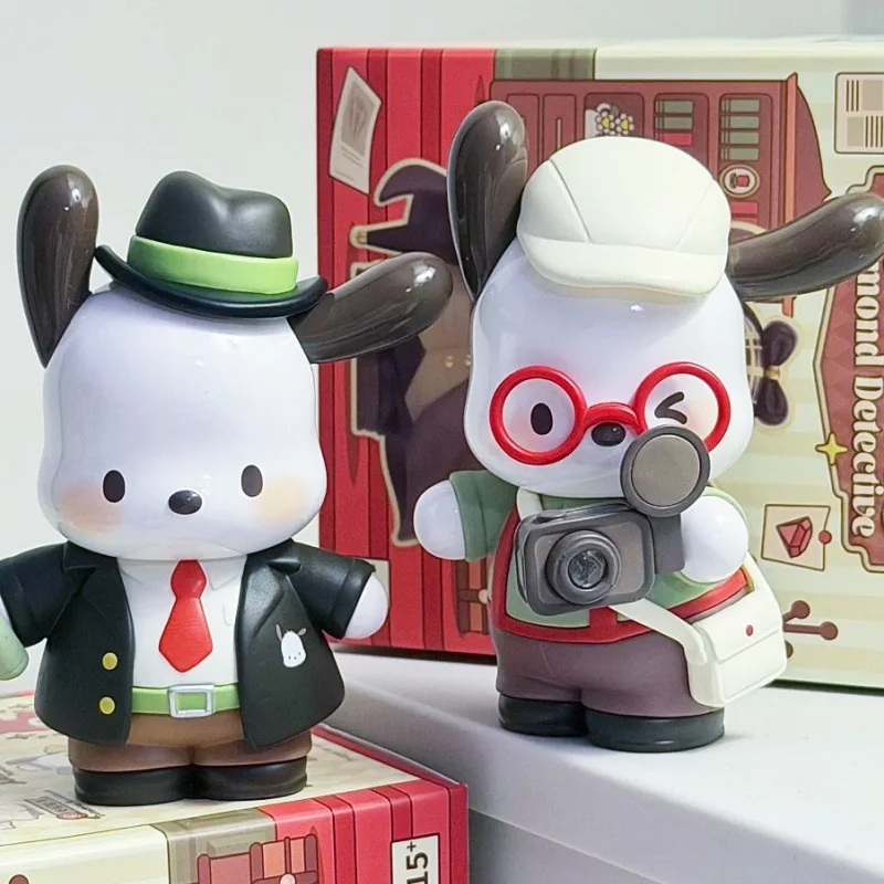 

In Stock Sanrio Pochacco Diamond Detective Series Blind Box Tide Play Desktop Ornament Peripheral Figure Toy Lovely kawaii Gift