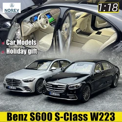 Norev-benz s600 s-class w223合金カーモデル、ボーイフレンド向けの高級メタルギフト、1:18、2021