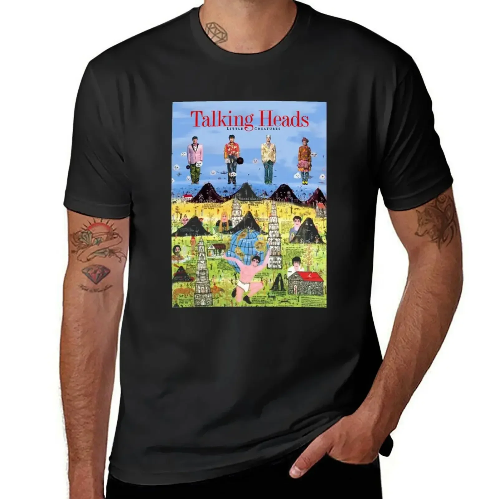 

Футболка Talking Heads Little Creatures (1985) для мальчиков, быстросохнущая блузка с животным принтом, набор мужских футболок