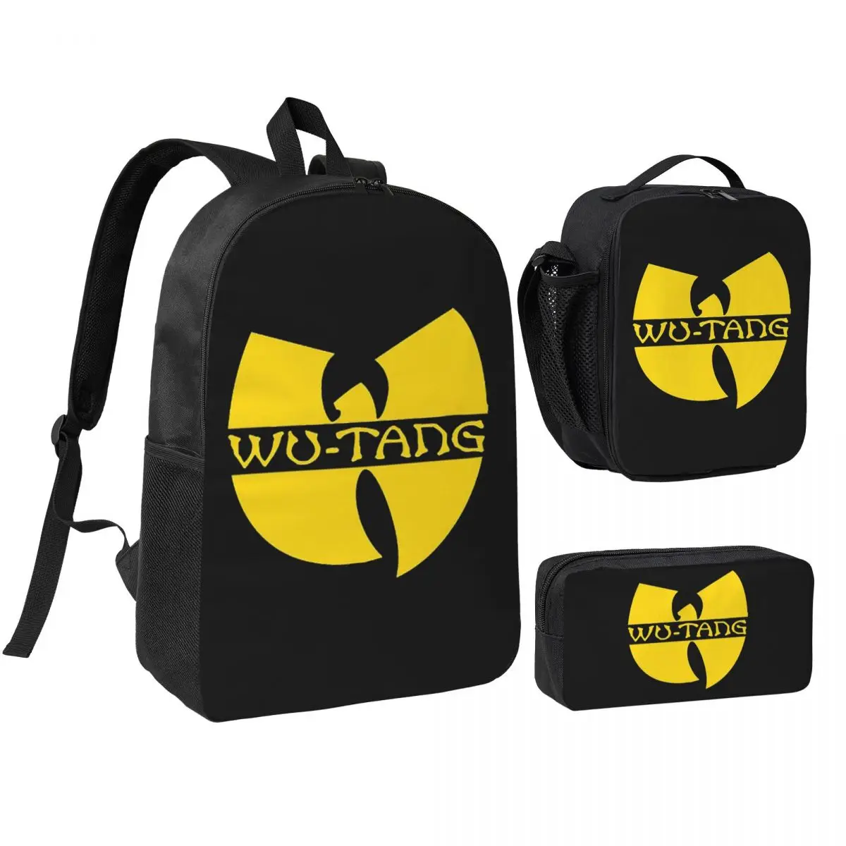 Wu Tang Clan Print Backpack Student BookBag School Bag Shoulder Bags 3ps Insulated Lunch Bag Pencil Case