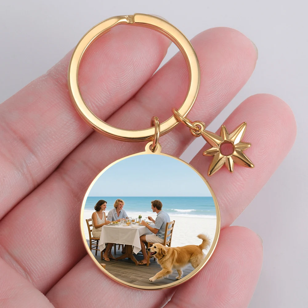 My Shape Custom Photos Keychains for Couple Lover Personalized Anniversary Family Souvenirs Stainless Steel Keyring Jewelry Gift