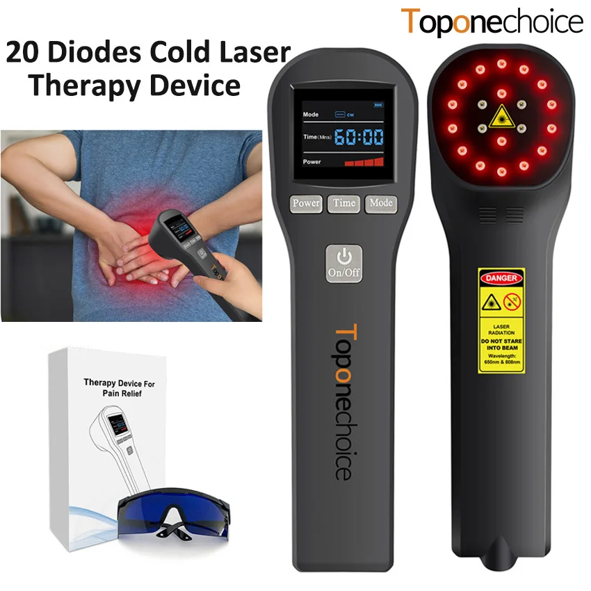 Toponechoice 16pcs*650nm+4pcs*808nm Physiotherapy Equipment Cold Laser Therapy Back Neck Massager Muscle Body Relaxation Machine