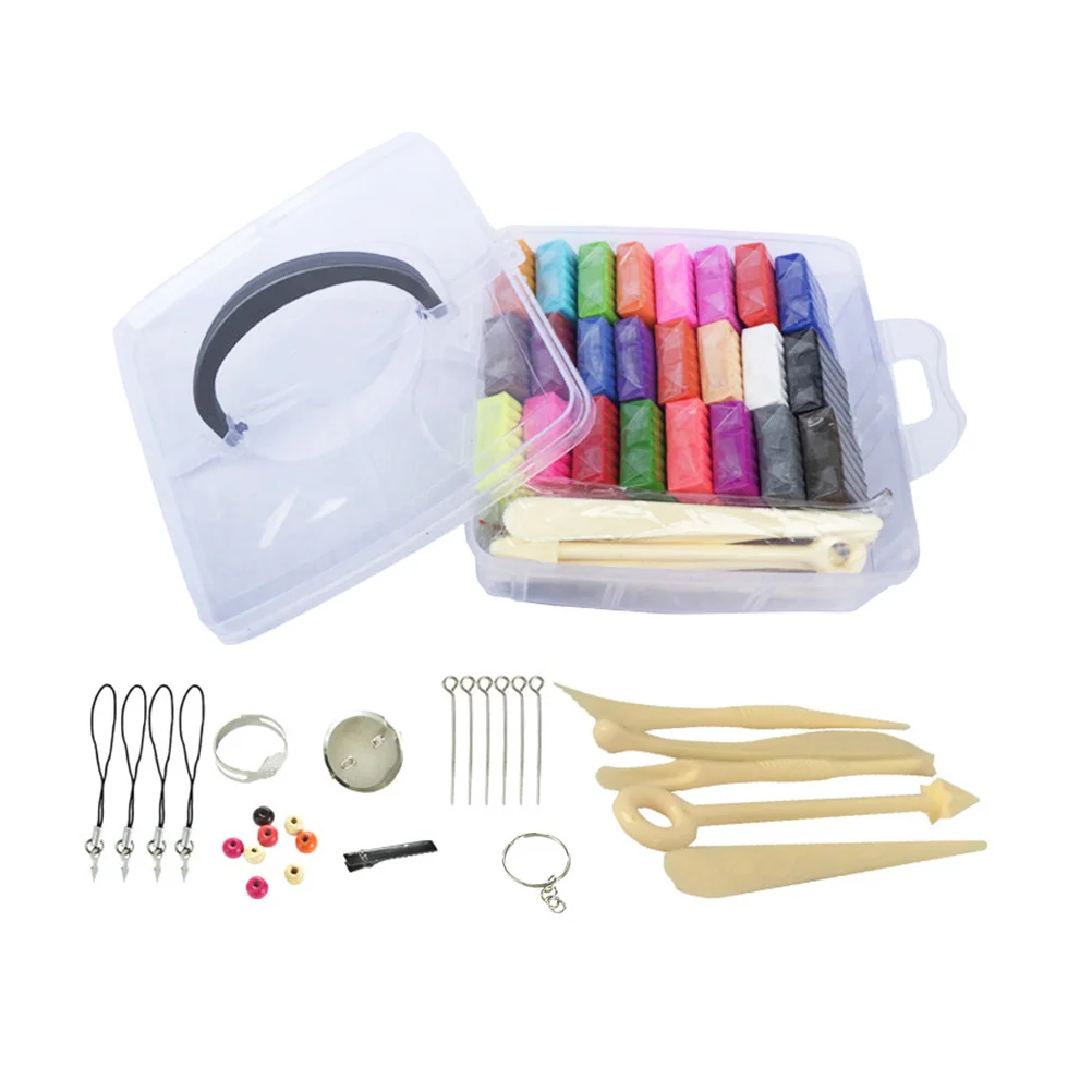 Kit d'argile à modeler 24 couleurs, blocs d'argile polymère douce et lisse, outils artisanaux de bricolage, éducatif créatif pour enfants, 1 ensemble