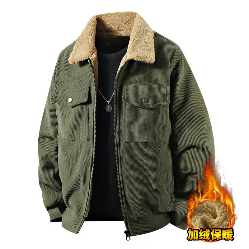 Parka casual con colletto rovesciato per uomo Moda addensare abbigliamento maschile caldo Comoda giacca in cotone con cerniera Tinta unita All-match