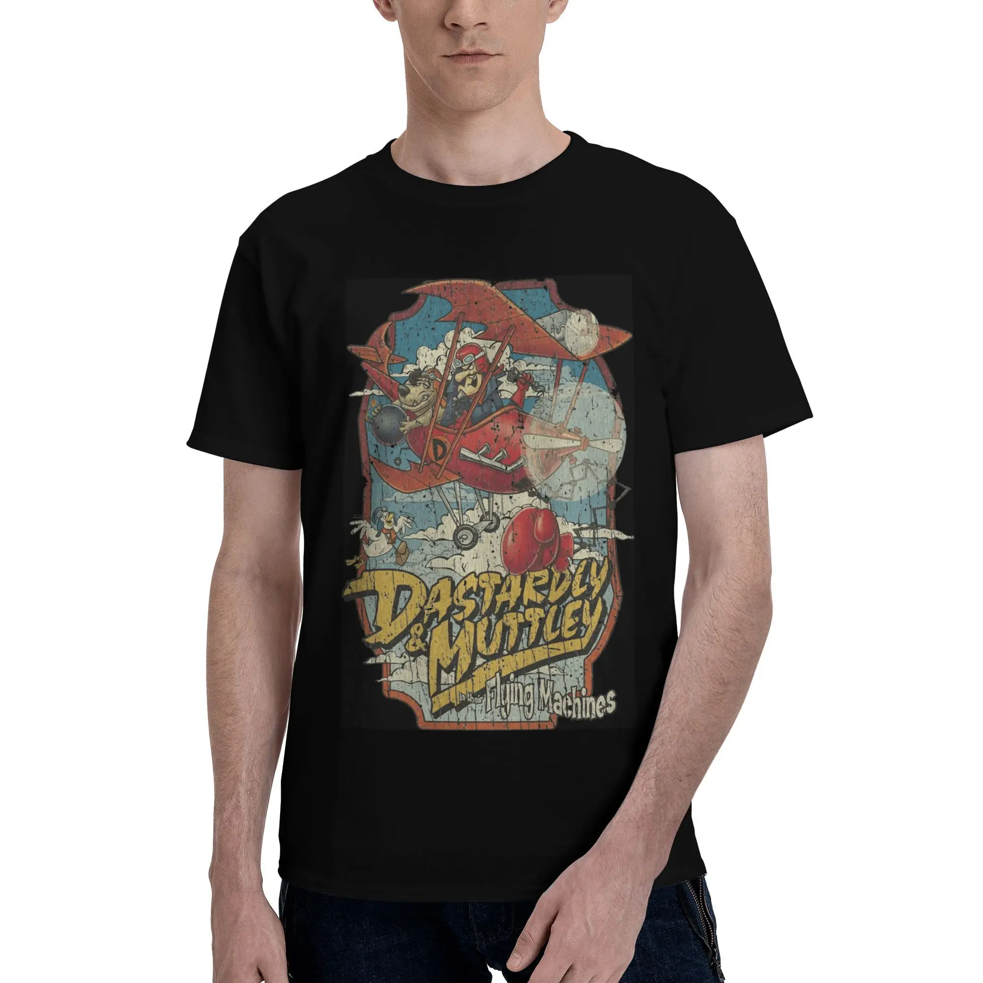 Dastardly and Muttley in Their Flying Machines 1969  Cotton T Shirt For Male Summer T Shirts O-Neck Trendy Cool Tees Plus Size