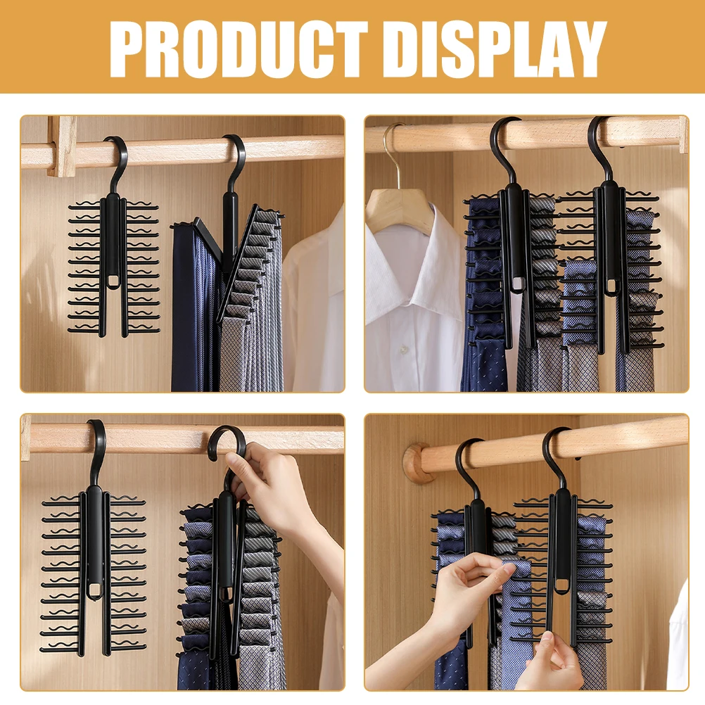 

2 Pcs High Capacity Tie and Scarf Storage Rack Pp Space Saving Closet Multipurpose Hangers for