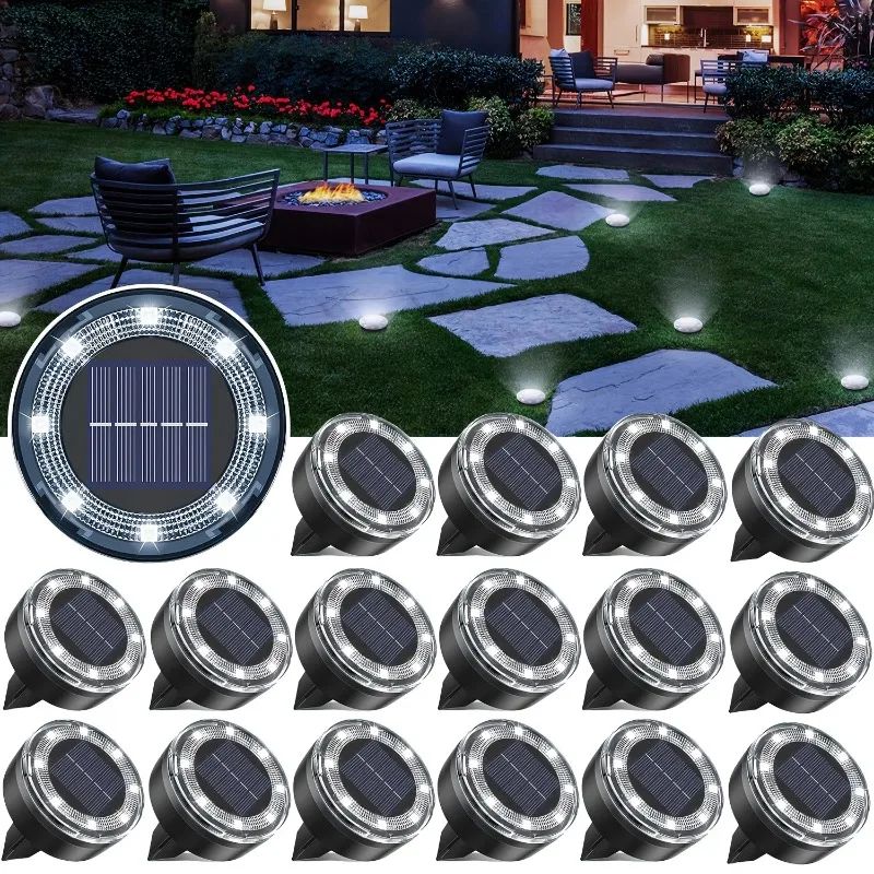 

Warm White 8 LED Solar Underground Light, Outdoor Plug in Lawn Lamp for Garden Courtyard, Decorative Ambient Ground Light