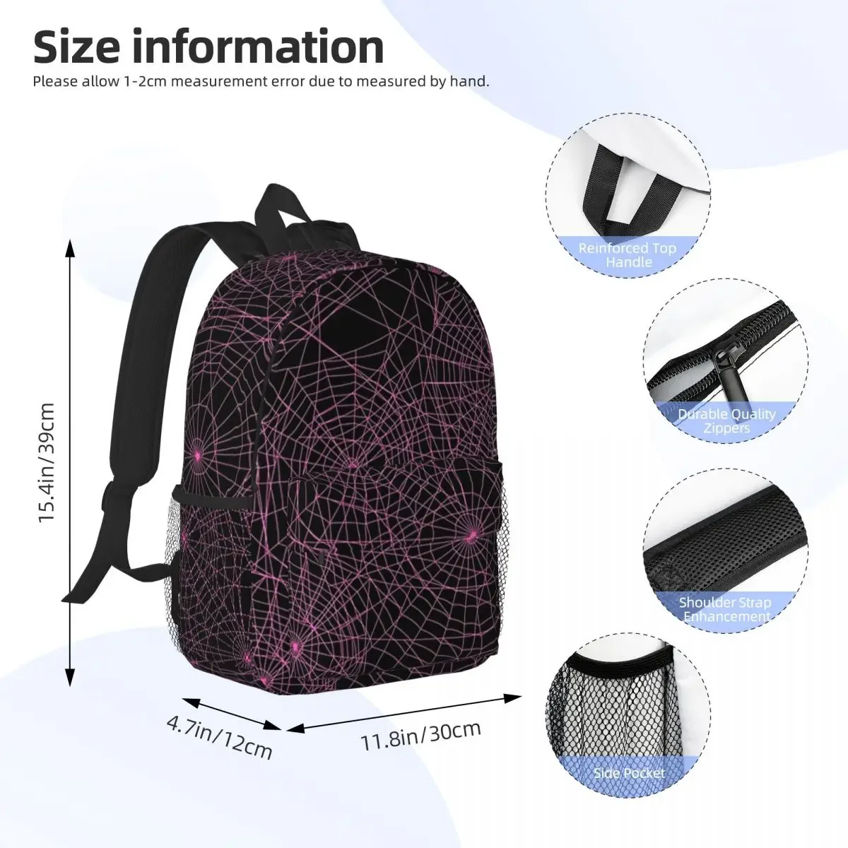 Spider Webs กระเป๋าเป้สะพายหลังวัยรุ่น Bookbag การ์ตูนนักเรียนโรงเรียนกระเป๋าเดินทาง Rucksack กระเป๋าสะพายขนาดใหญ่ความจุ