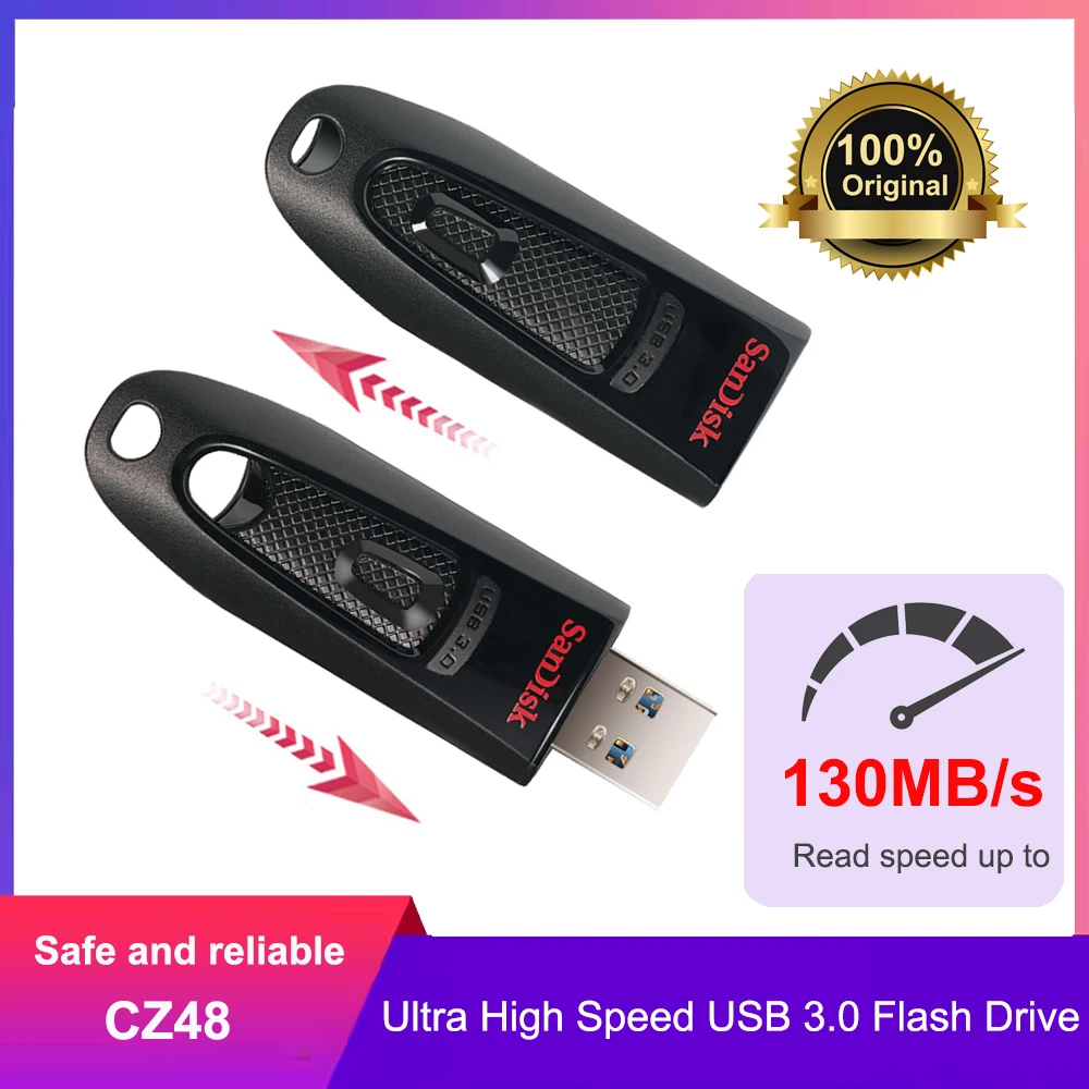 

SanDisk Ultra USB3.0 Flash Drive 256GB 128GB 64GB Flashdisk 32G 512GB USB 3.0 Pen Drive 130MB/s USB Stick for PC/Notebook U Disk