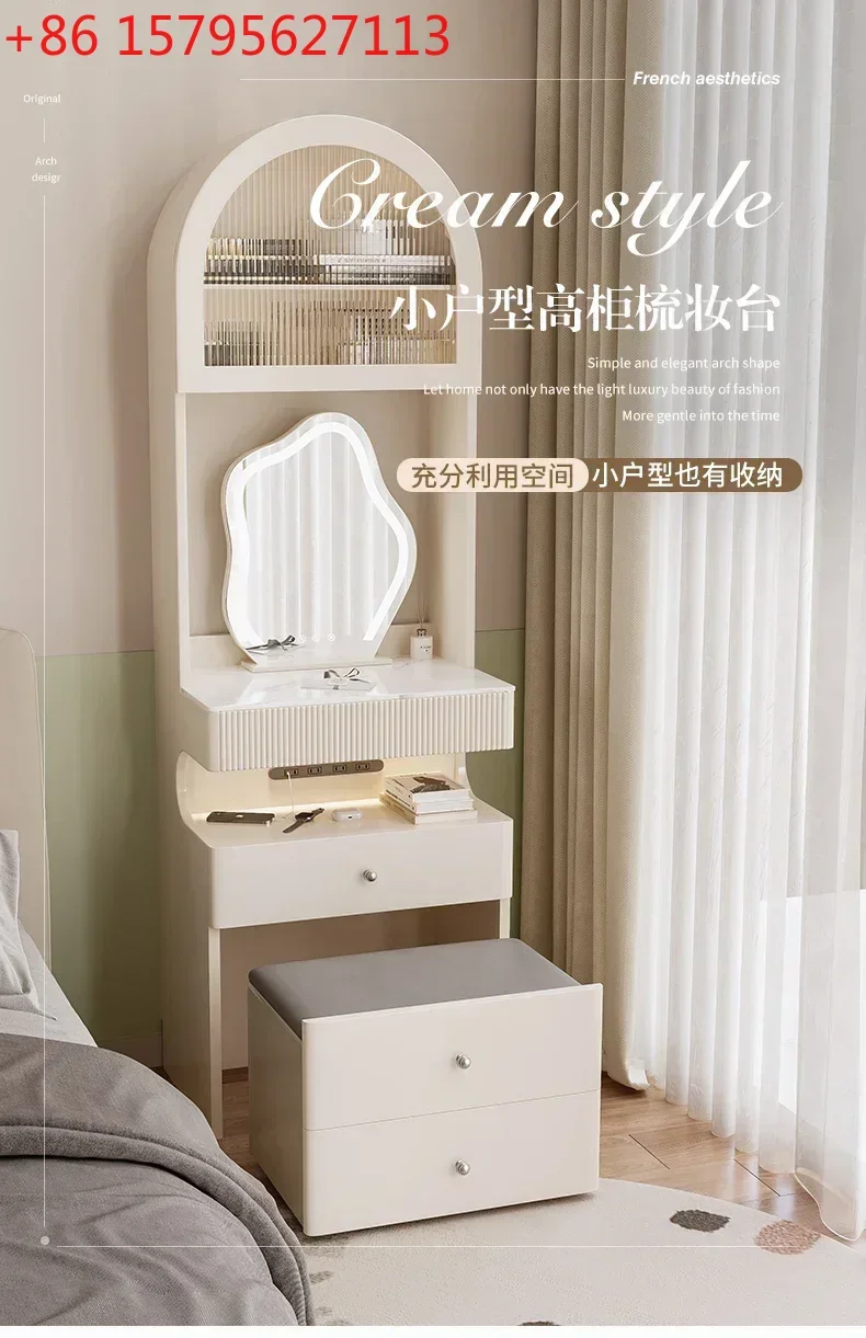 

Комод-туалетный столик в кремовом стиле, прикроватная тумбочка, интегрированный для спальни, шириной 50 см, маленький туалетный столик для макияжа