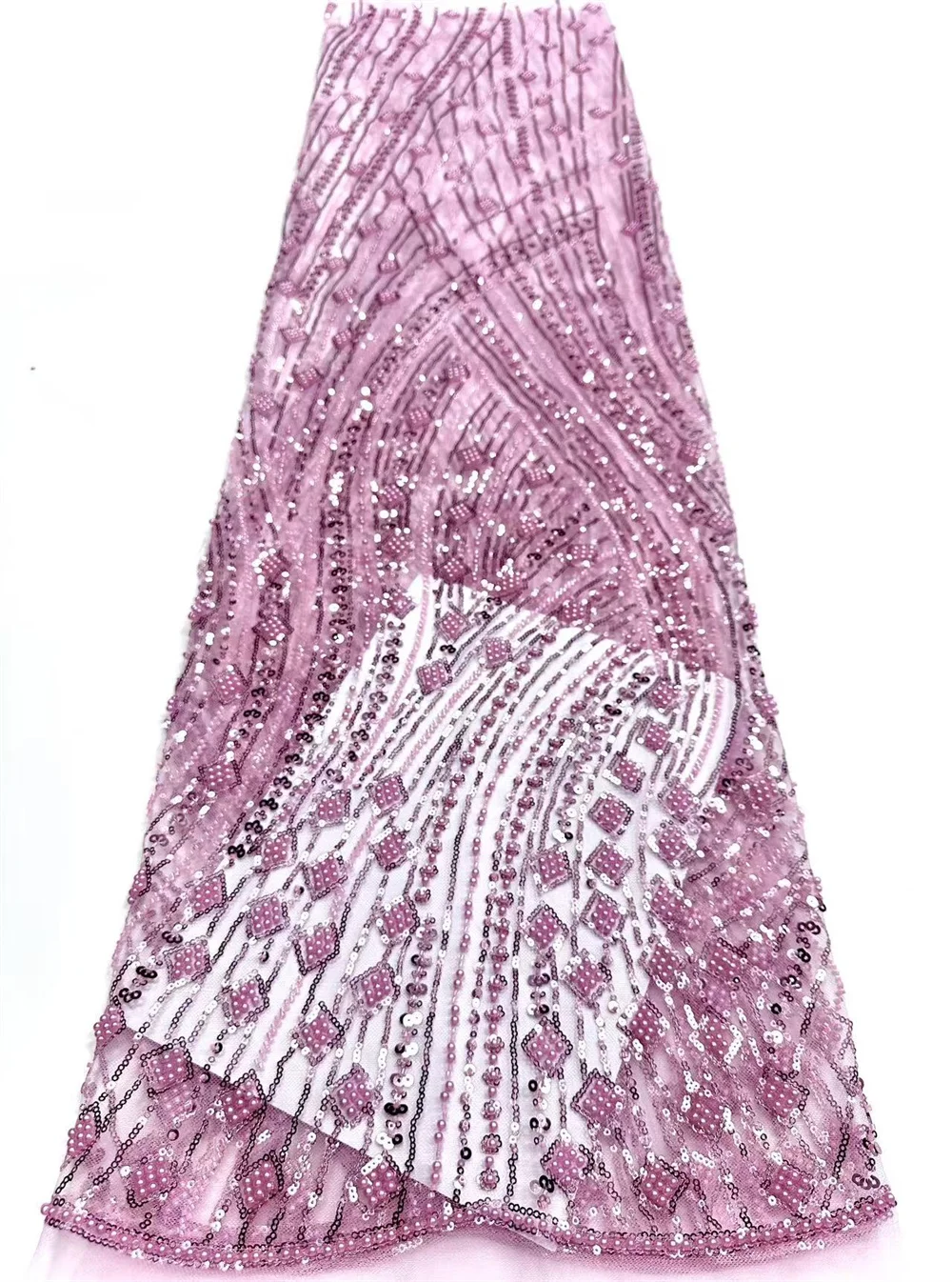 

Африканская свадебная кружевная ткань 2025 с блестками и вышивкой бисером, нигерийский жених, высокое качество, французский тюль, белое кружево для свадьбы Hm141-1