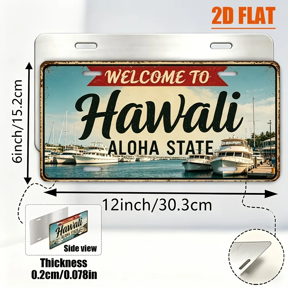 Customizable 1pc 2D Flat Hawaii Retro Sign, Industrial Wall Art Bar Home Outdoor Decor, Birthday Gift, Only For Decoration