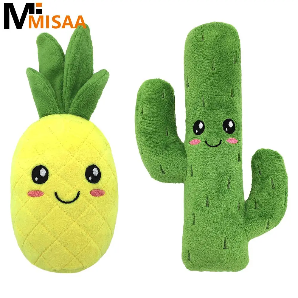 Dog Chew Toy Bite Resistant Pineapple/cactus Shaped 21cm Yellow/green Dog Accessories Pet Toy New Interactive Cotton Dog Toy