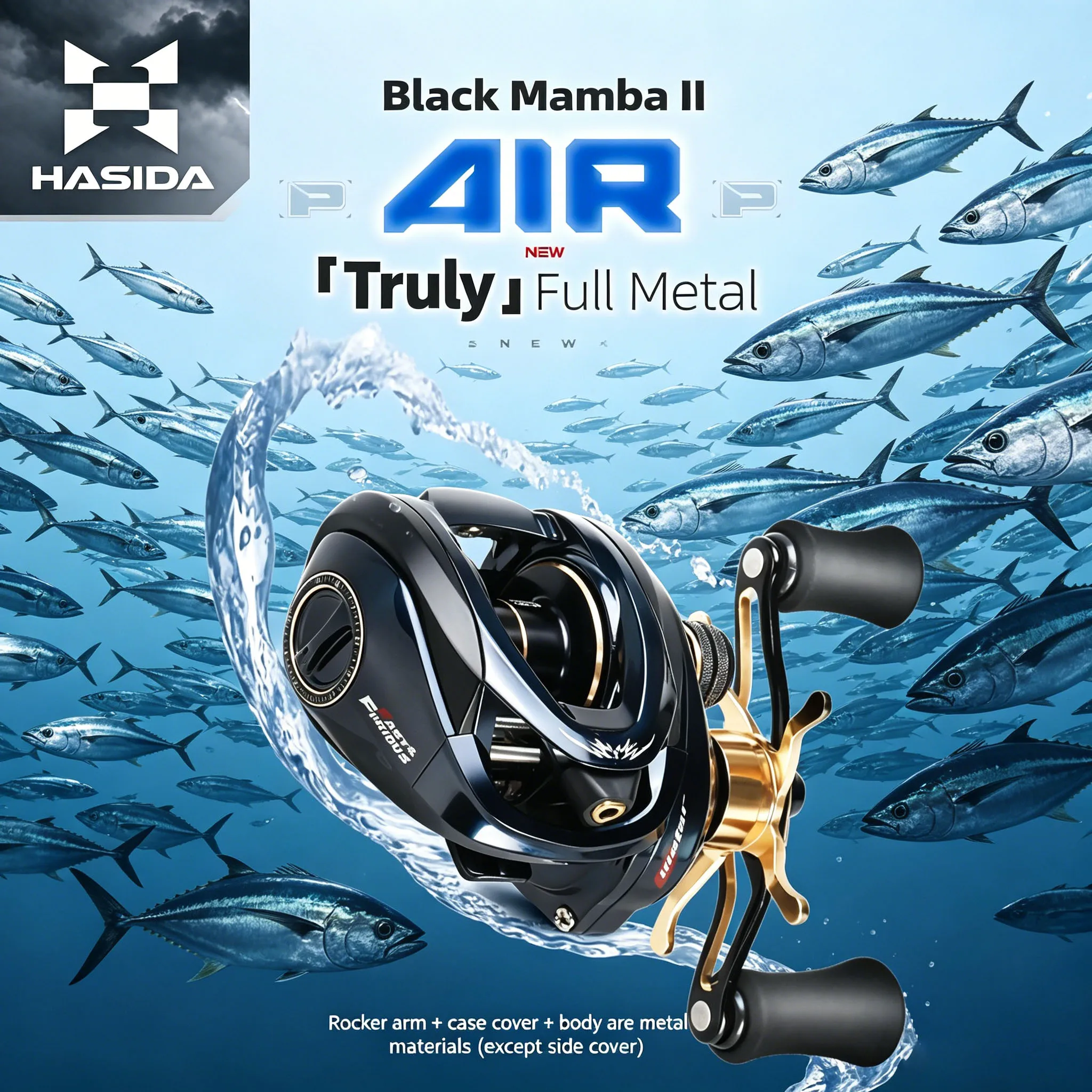 

HASIDA Full Metal Black Mamba II Baitcasting Fishing Reel Metal Rocker Arm Body Case Cover 8KG Max Drag