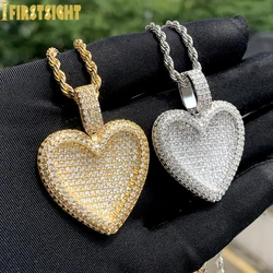 New Iced Out Heart Pendant Necklace Gold Silver Color CZ Micro Pave Cubic Zircon Charm Fashion Hip Hop Women Men Jewelry