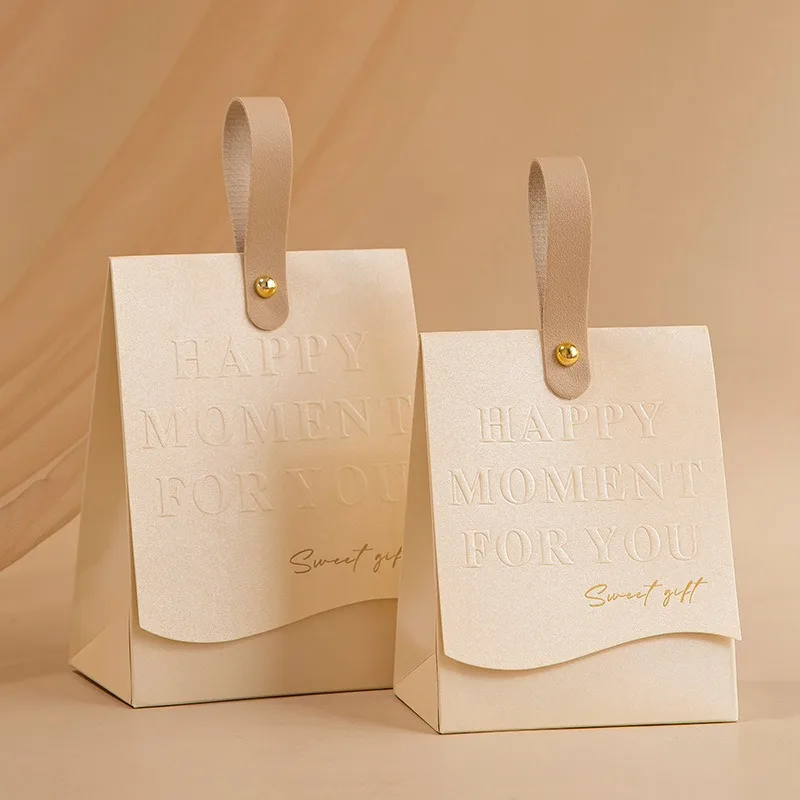 1pcs Beige Gift Small Bag Paper Wedding Favors Souvenir Candy Bags for Guests Birthday Jewelry Packaging Boxs Organizer