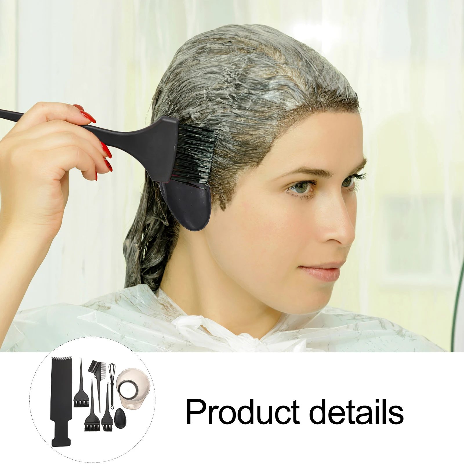 

Hair Dye Panel Set 9 Pieces Plastic Color Paddles Brushes Bowl Tool Accessory Kit For Salon Home Use Portable Dyeing