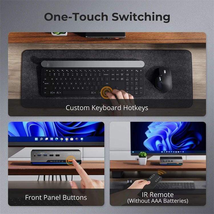 TESmart H D KVM Switch Console 4K 60HZ USB 3.0 Mode de passage pour 3 moniteurs 2 pièces 2 ports KVM vidéo Matriz Switcher