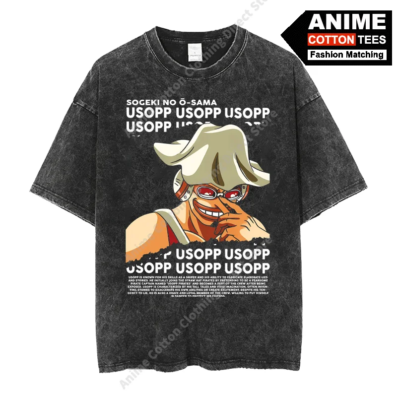 

Anime One Piece - Usopp Cover T Shirt y2k Harajuku Street styl Men Women Short Sleeve Tops Cotton Vintage Casual Loose Tees