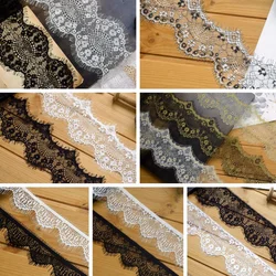Eyelash Lace Ribbon for Women, Sewing Accessories, African Fabric, DIY, Elegant, Wedding Dresses, White, Black, Gold