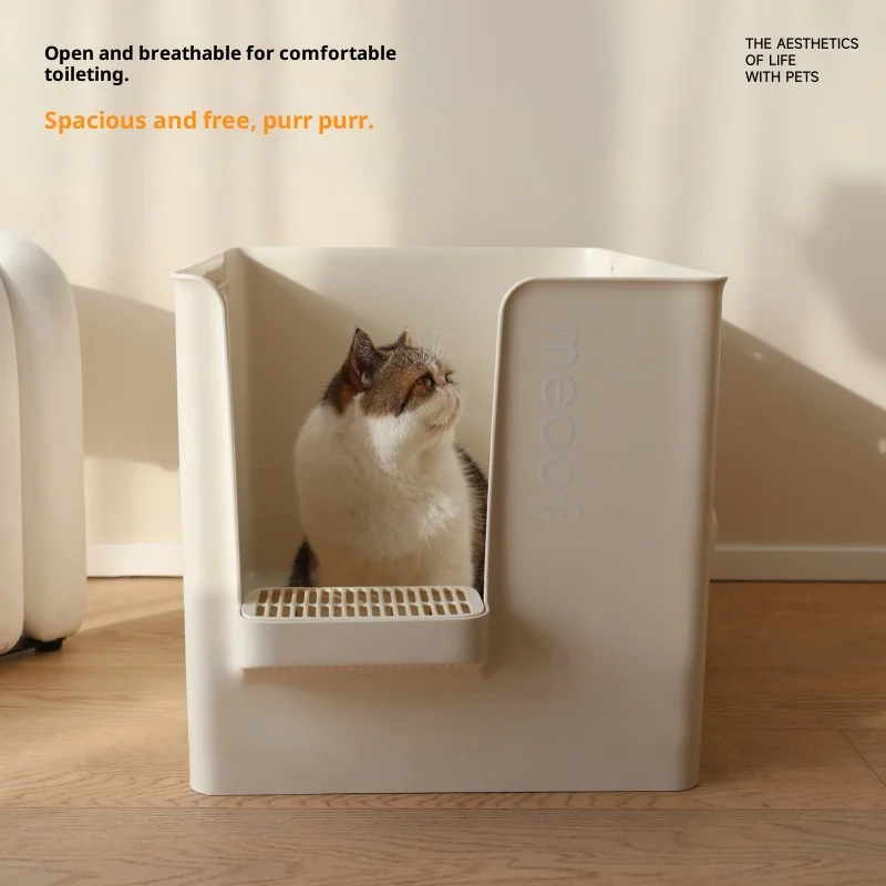 Caja de arena semicerrada extra grande antisalpicaduras para gatos - imagen 2