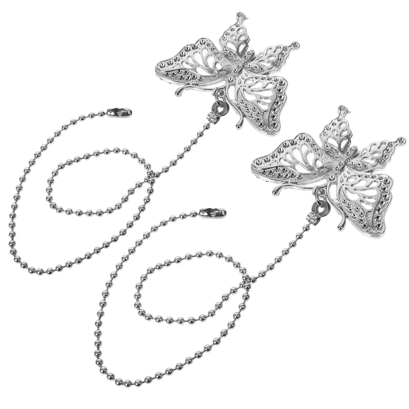 2 Buah Rantai Tarik Lampu Gantung Kipas Angin Plafon, Rantai Ekstensi Dekoratif untuk Kipas Angin Plafon, Lampu Meja, Lampu Dinding, Bentuk Kupu-kupu