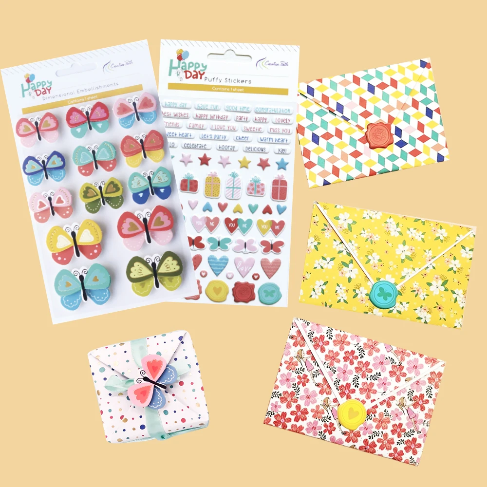Creative Path Happy Day Scrapbooking Journaling Set 7pcs Decorative Papers Diecuts Tags Journal Cards Stickers DIY Crafting Kits view 5