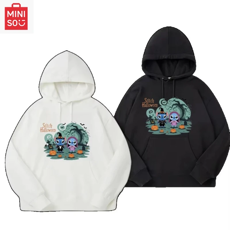 

Disney Halloween Stitch Limited Hooded Sweater High Quality Autumn and Winter Men's and Women's Casual Sweater Top Sleeve