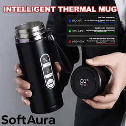 SoftAura Stainless Steel Thermos Bottle LED Temperature Display 500ML- 1L Sus304 Vacuum Flask Portable Cup 2026 New