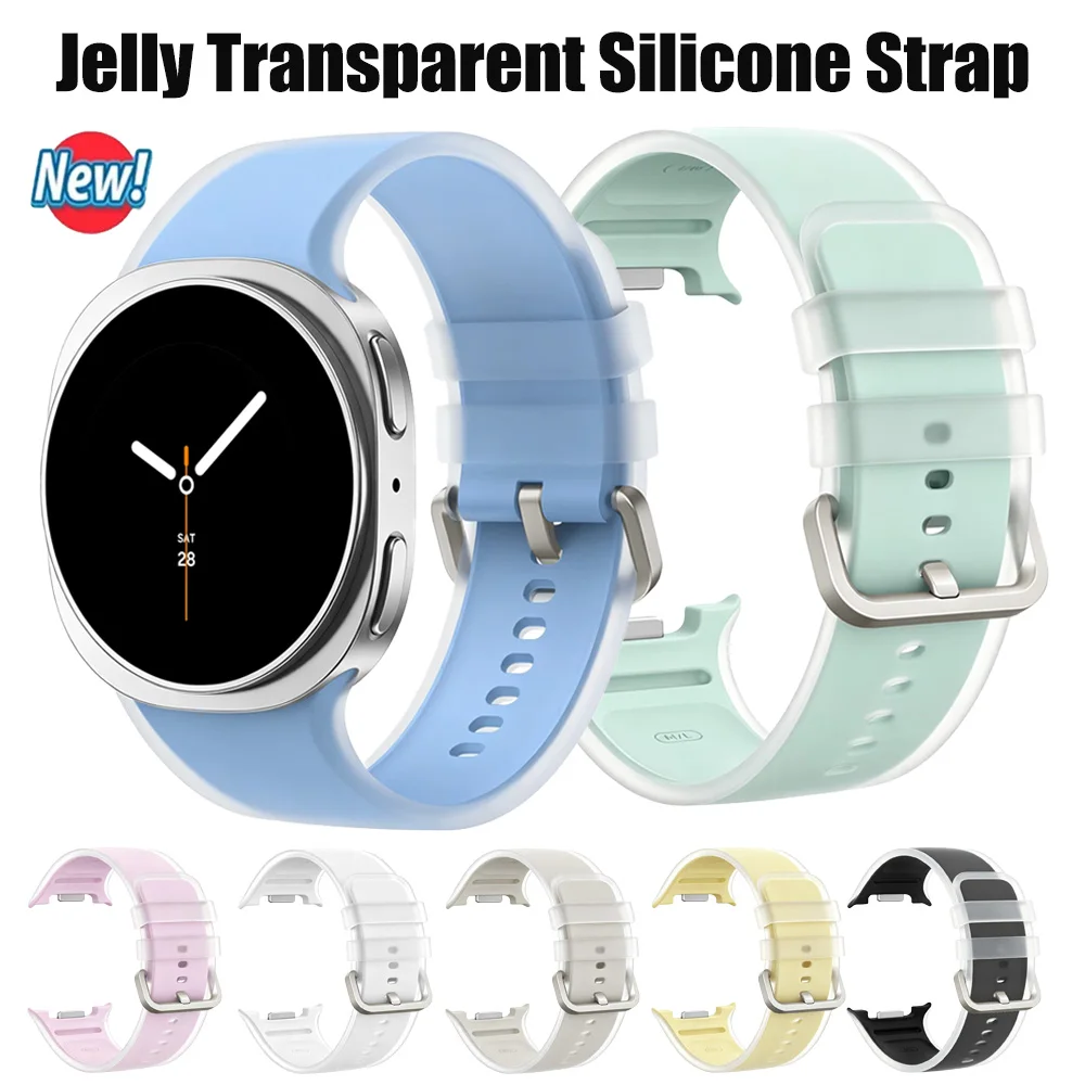 Jelly Transparent Silicone Strap For Samsung Galaxy Watch 9/8 40/44mm Official Sports Wristband For Galaxy Watch 8 Classic 46mm