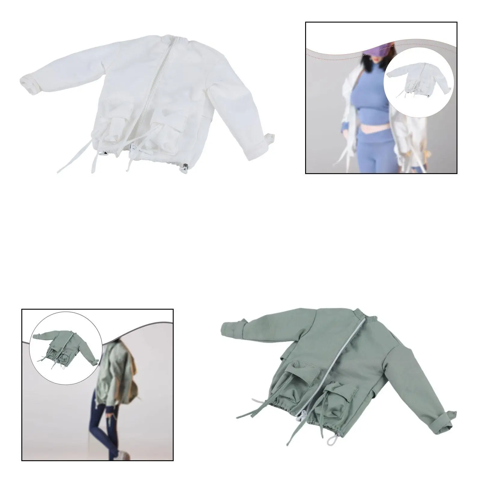 1/6 Female Action Figure Jacket Photo Prop, Costume Accessories, Easy to Wear, Fashion, Durability, Dress up, Zipper Clothes