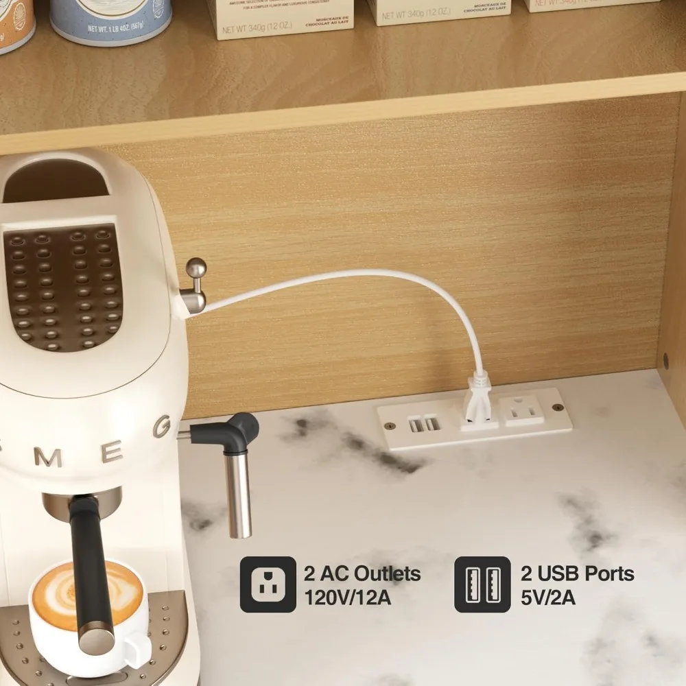 حامل مطبخ بحامل ميكروويف مع خزانة تخزين مخزن مخدد وأبواب وأدراج وأرفف لتنظيم غرفة المعيشة #5