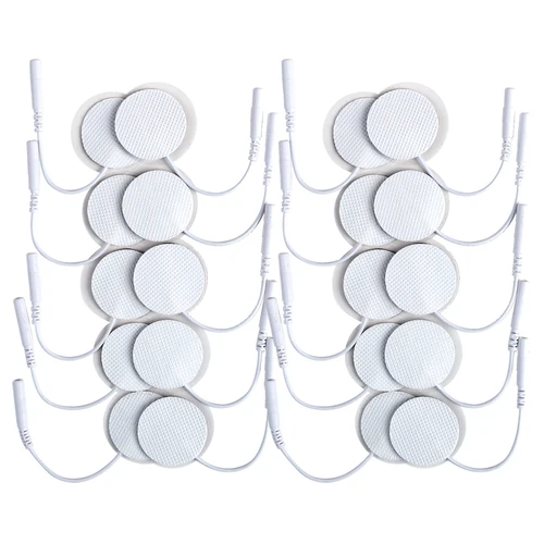 Imagen 1 del producto Almohadillas circulares de electrodos blancos de 3,2 cm para máquina de fisioterapia de acupuntura Tens, parche masajeador Estimulador muscular nervioso Ems