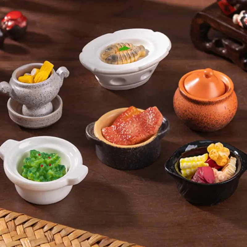 Articles de cuisine miniatures pour maison de poupée ; Pot, assiette et modèle alimentaire en argile pour bricolage