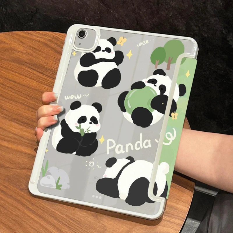 Flip Smart Cover for 2021 10.2 7/8/9 Generation Pro 11 2nd 3rd 4th Ipad 2017 2018 9.7inch Ipad Air3 10.5 Green Grass Panda Case