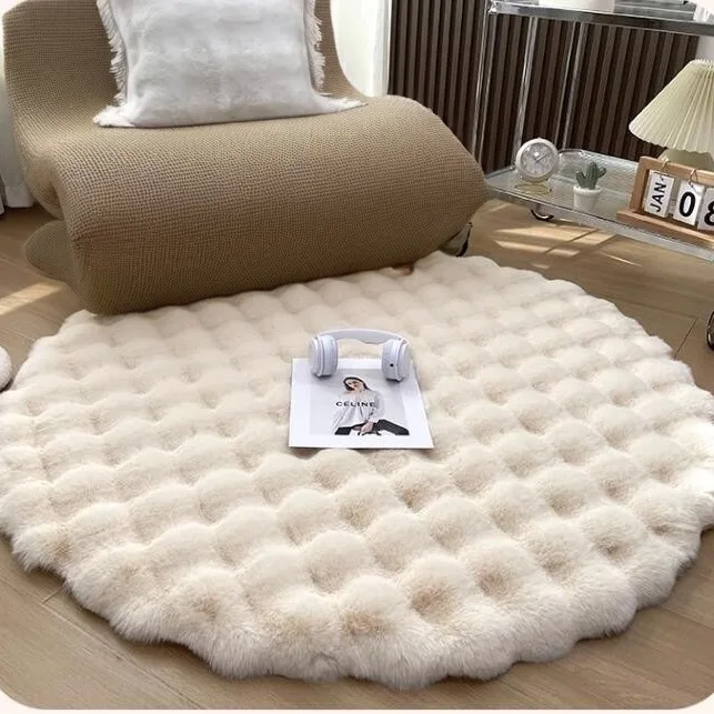 Super Soft Plush Round Rug Mat Fluffy White Carpets For Living Room Home Decor Bedroom Kid Room Decoration Salon Thick Pile Rug