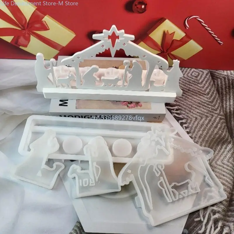 3x/Set Religious Molds Jesuses Baptism Silicones Mould Resins Castings Mould Baking Molds for Table Decorations