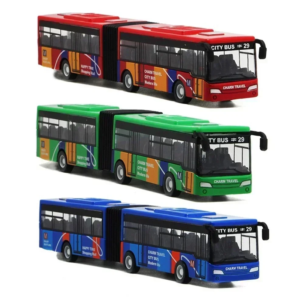1/64 Mini Legering Bus Model Gesimuleerde Dubbele Sectie Bus Kinderen Speelgoed Kids Pull-Back Voertuig Inertie Auto Speelgoed Jongens verjaardagscadeautjes
