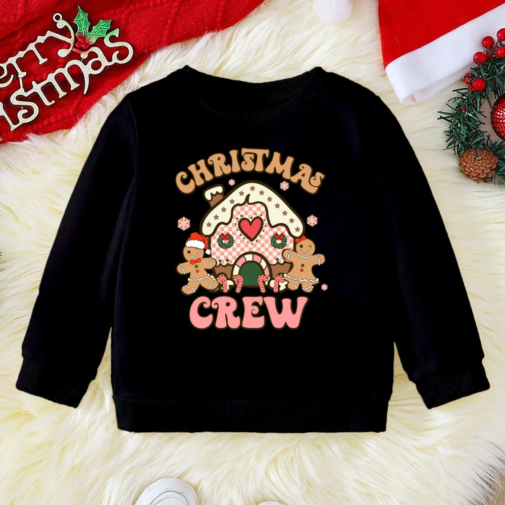 سانتا كلوز Hallmark أضواء الساخن الشوكول أكل طباعة الاطفال البلوز الطفل عيد الميلاد هوديي القمم عيد الميلاد المشاعر سترة الأطفال الزي #6