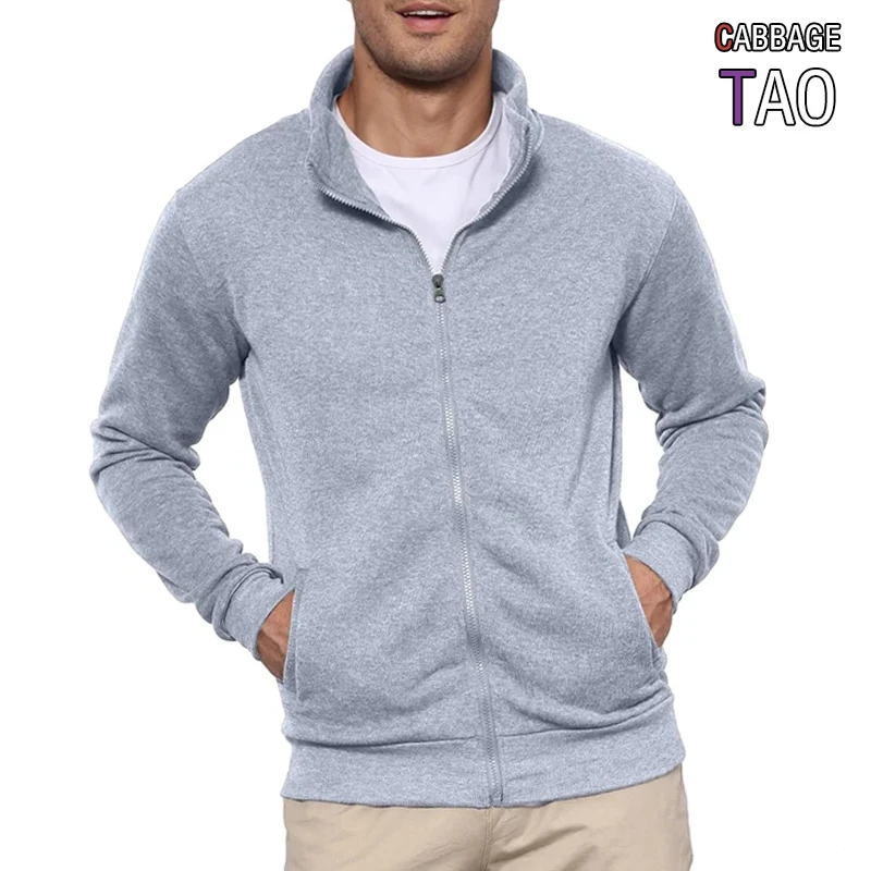 Mens New Casual Sweat Jacket Zip Up Pullover Without Hood Lightweight Outdoor Sportswear and Streetwear Tops for Men Top