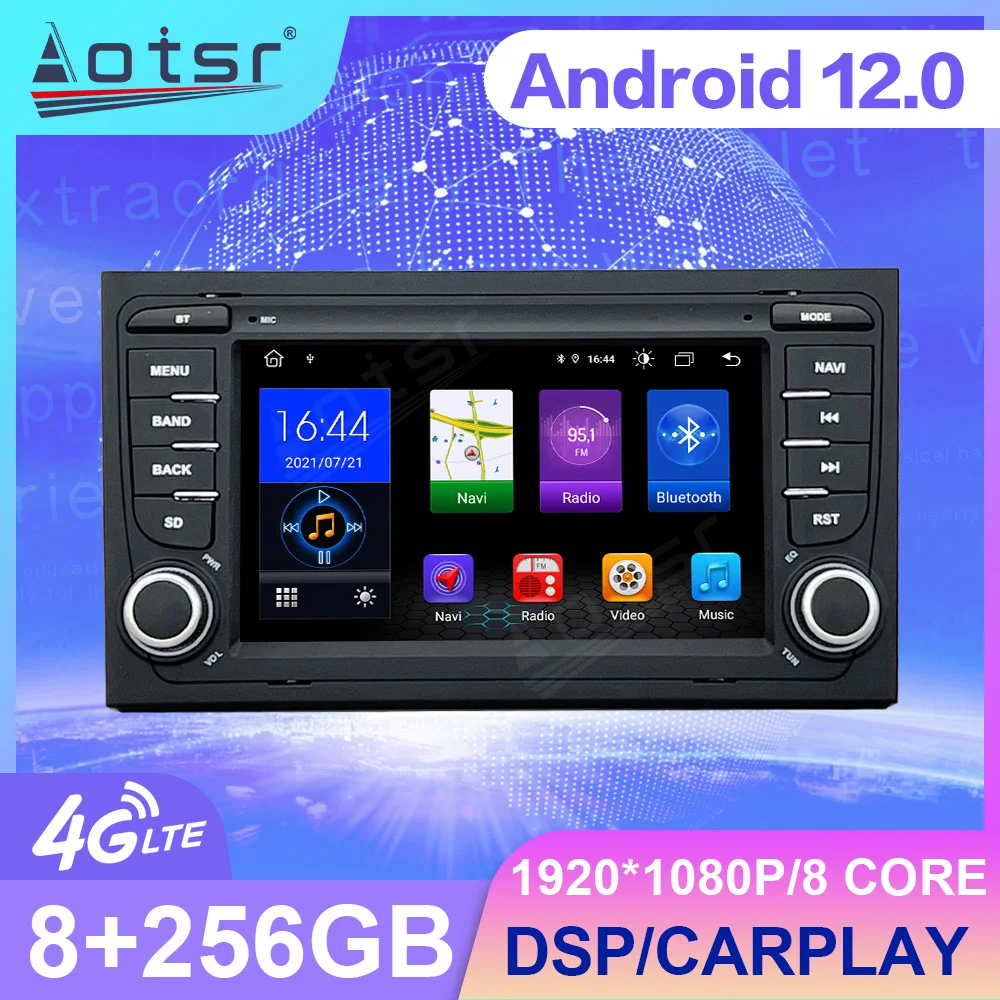 Android 12 Car Radio For Audi A4 S4 RS4 2003 - 2012 Receiver GPS Touch Screen Carplay Central Multimedia Player Stereo Head Unit