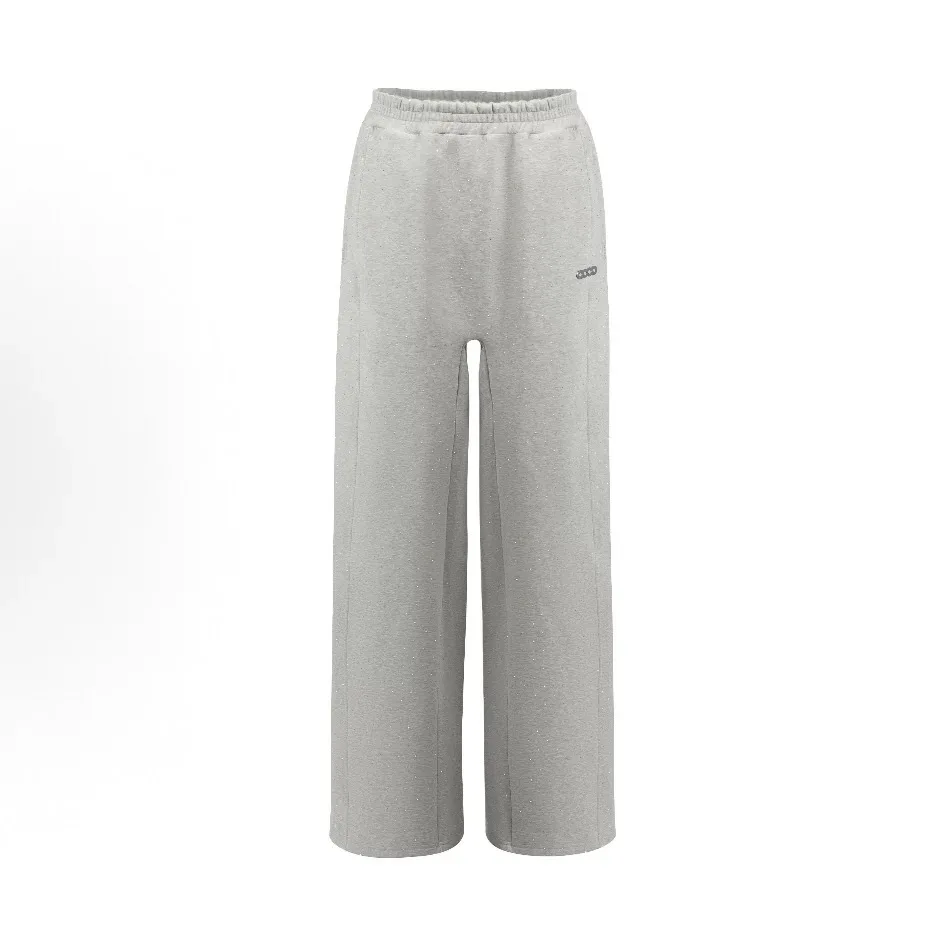 Goodbrand New 2026 High-Quality Sparkling Silver Starry Sky Rhinestone-Embellished Straight-Leg Casual Pants Loose Fit Summer