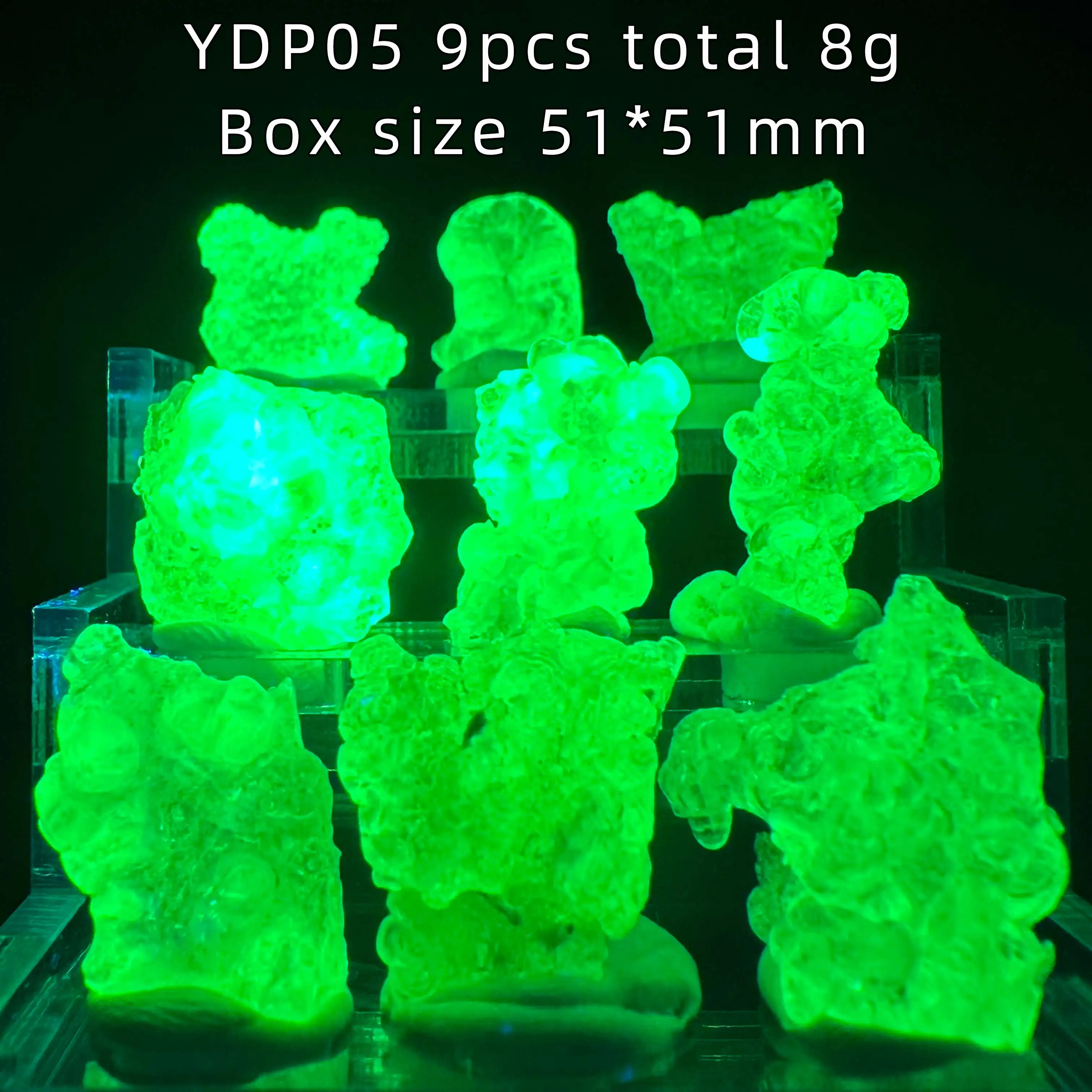 Natural Namibia Hyalite Water Opal Green Fluorescence Mineral Specimen Healing Quartz Crystals Home Decor