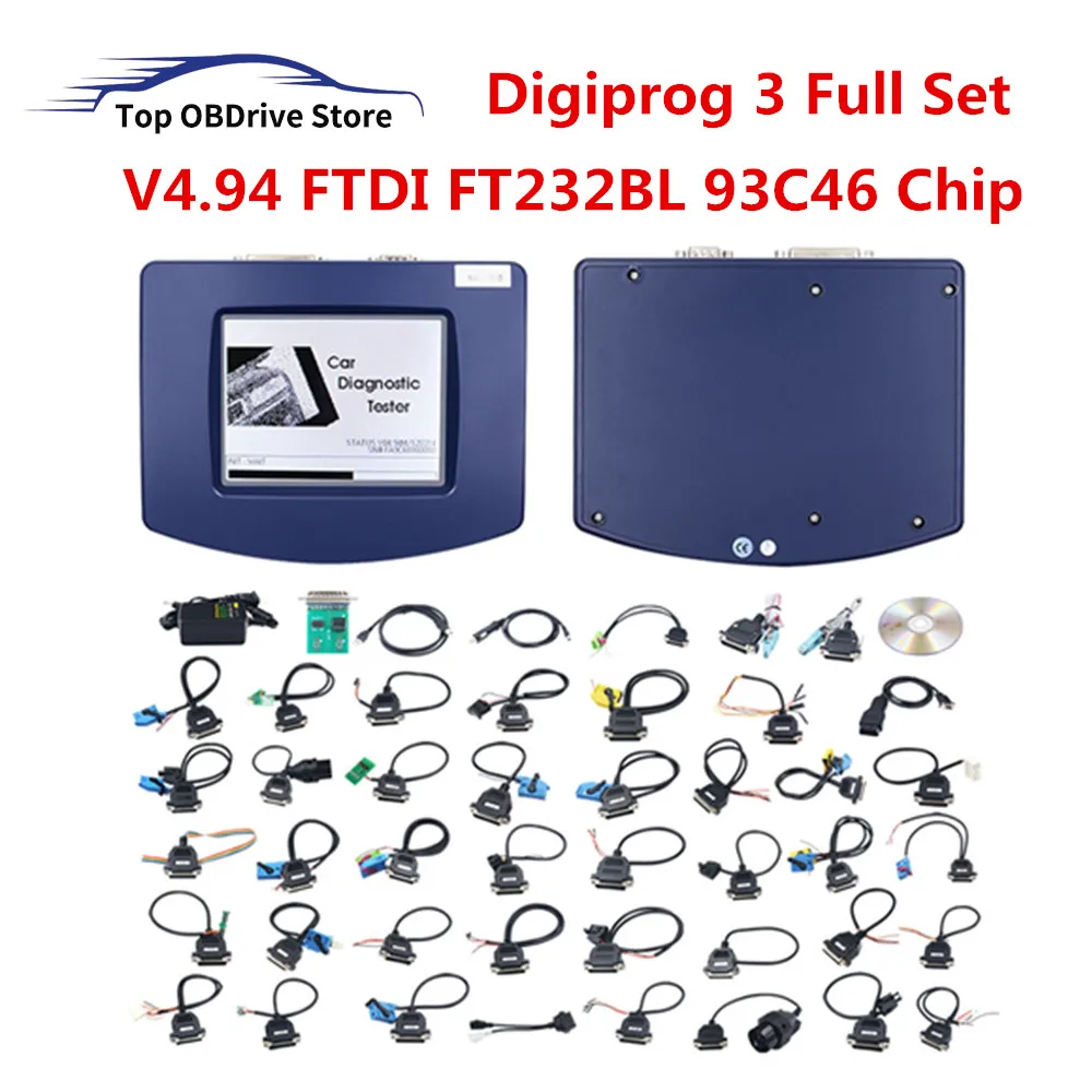مجموعة Digiprog 3 كاملة مع EU وus أداة الأميال للعديد من السيارات ، رقاقة FTDI ، إصدار OBD ، V4.94 ، توصيل #1