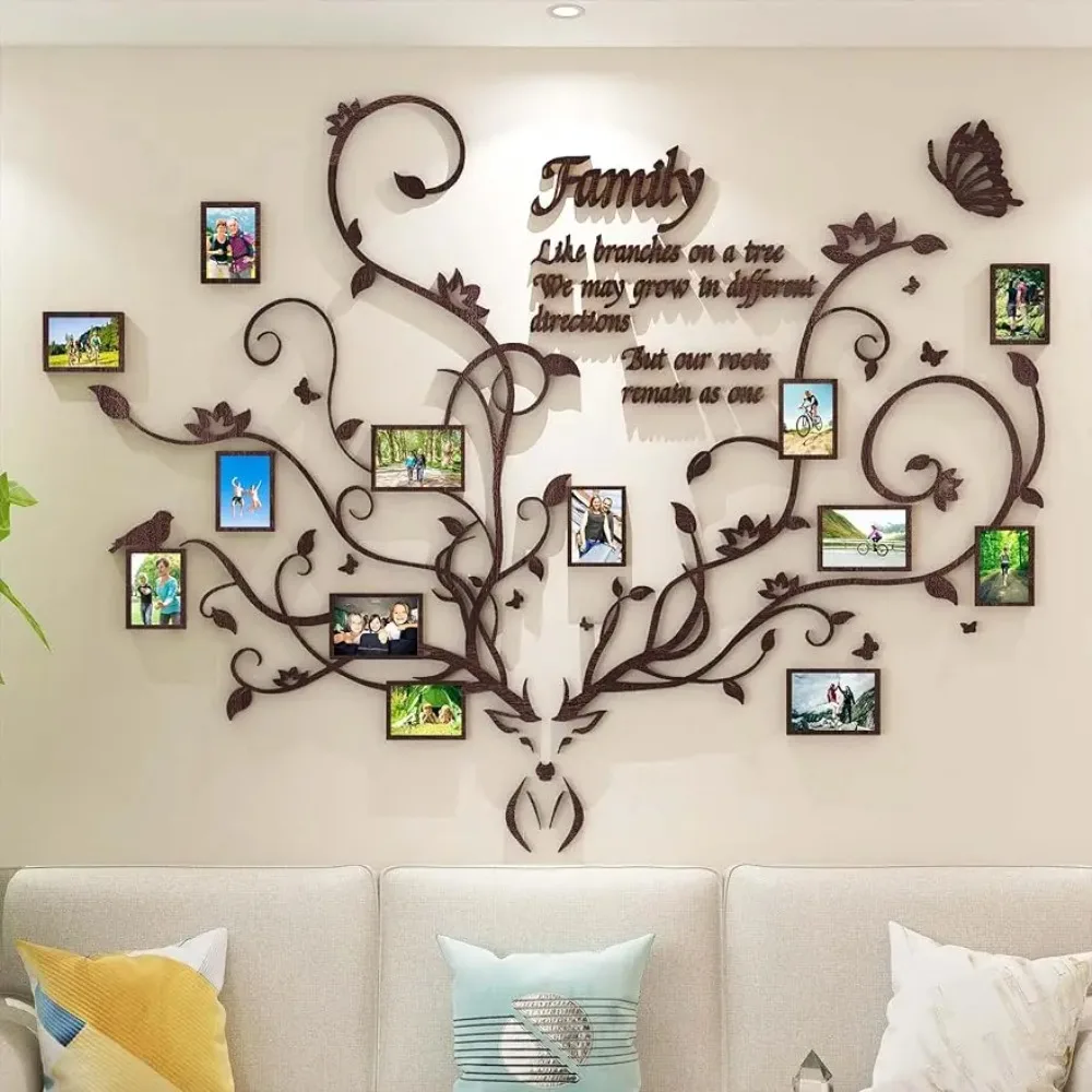 

Family Tree Wall Decor for Living Room, 3D Removable Picture Frame Collage House Decoration Wall Decor