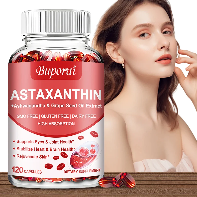 

Astaxanthin Capsules - Antioxidant Protection, Supports Skin and Eye Health, Relieves Eye Fatigue, and Enhances Immunity