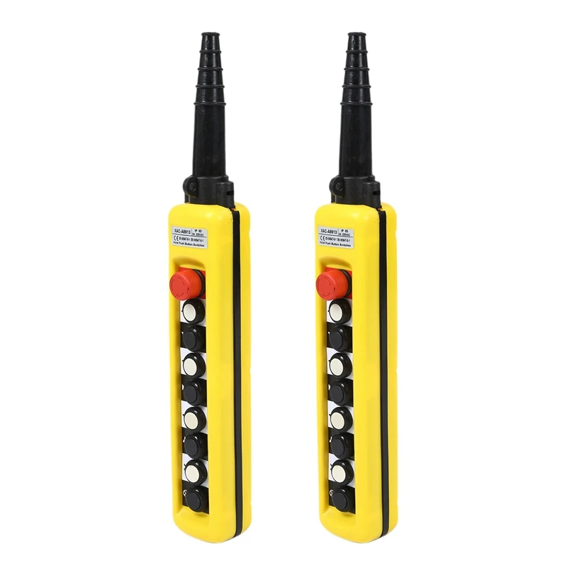 

2X XAC-A8913 8-Button Double-Speed Hoist Pendant Control Station With Emergency Stop Waterproof Anti-Squeeze Insulation